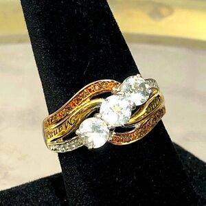 Estate Triple Toned CZ Promise Women's Ring size 8.5
